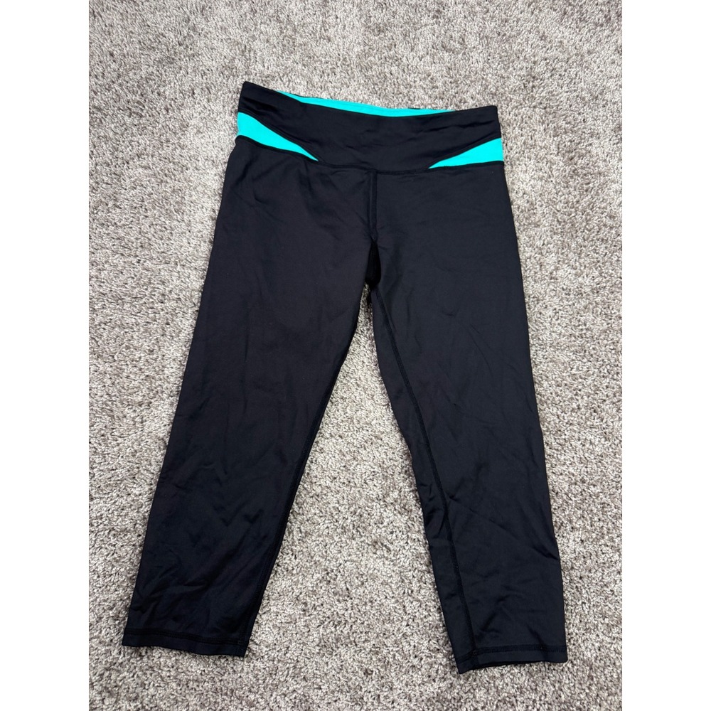 Calvin Klein Performance Leggings Womens Medium Black Teal Capri Athletic Pants